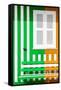 Welcome to Portugal Collection - Colorful Facade with Green and Orange Stripes-Philippe Hugonnard-Framed Stretched Canvas