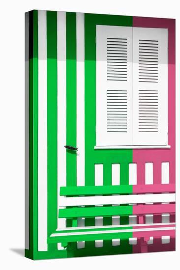 Welcome to Portugal Collection - Colorful Facade with Green and Pink Stripes-Philippe Hugonnard-Stretched Canvas