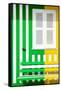 Welcome to Portugal Collection - Colorful Facade with Green and Yellow Stripes-Philippe Hugonnard-Framed Stretched Canvas