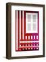 Welcome to Portugal Collection - Colorful Facade with Red and Deep Pink Stripes-Philippe Hugonnard-Framed Photographic Print