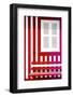 Welcome to Portugal Collection - Colorful Facade with Red and Deep Pink Stripes-Philippe Hugonnard-Framed Photographic Print