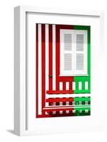 Welcome to Portugal Collection - Colorful Facade with Red and Green Stripes-Philippe Hugonnard-Framed Photographic Print