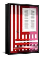 Welcome to Portugal Collection - Colorful Facade with Red and Pink Stripes-Philippe Hugonnard-Framed Stretched Canvas