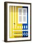 Welcome to Portugal Collection - Colorful Facade with Yellow and Blue Marine Stripes-Philippe Hugonnard-Framed Photographic Print