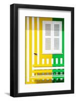 Welcome to Portugal Collection - Colorful Facade with Yellow and Green Stripes-Philippe Hugonnard-Framed Photographic Print