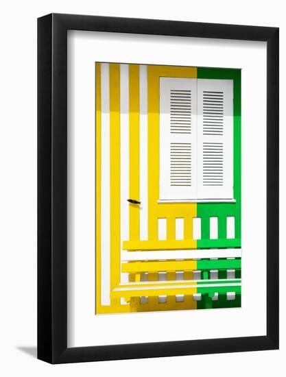 Welcome to Portugal Collection - Colorful Facade with Yellow and Green Stripes-Philippe Hugonnard-Framed Photographic Print