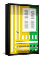 Welcome to Portugal Collection - Colorful Facade with Yellow and Green Stripes-Philippe Hugonnard-Framed Stretched Canvas