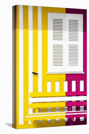 Welcome to Portugal Collection - Colorful Facade with Yellow and Pink Stripes-Philippe Hugonnard-Stretched Canvas
