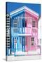 Welcome to Portugal Collection - Colorful Striped House Blue & Pink-Philippe Hugonnard-Stretched Canvas