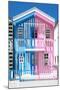 Welcome to Portugal Collection - Colorful Striped House Blue & Pink-Philippe Hugonnard-Mounted Photographic Print