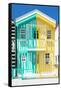 Welcome to Portugal Collection - Colorful Striped House Coral Green & Yellow-Philippe Hugonnard-Framed Stretched Canvas