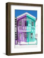 Welcome to Portugal Collection - Colorful Striped House Purple & Coral Green-Philippe Hugonnard-Framed Photographic Print