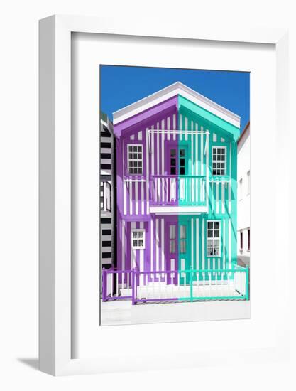 Welcome to Portugal Collection - Colorful Striped House Purple & Coral Green-Philippe Hugonnard-Framed Photographic Print