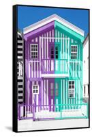 Welcome to Portugal Collection - Colorful Striped House Purple & Coral Green-Philippe Hugonnard-Framed Stretched Canvas