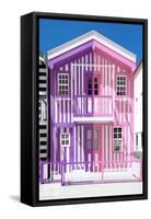 Welcome to Portugal Collection - Colorful Striped House Purple & Pink-Philippe Hugonnard-Framed Stretched Canvas