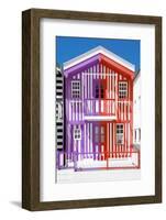 Welcome to Portugal Collection - Colorful Striped House Purple & Red-Philippe Hugonnard-Framed Photographic Print