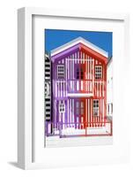 Welcome to Portugal Collection - Colorful Striped House Purple & Red-Philippe Hugonnard-Framed Photographic Print