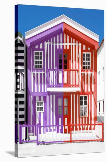Welcome to Portugal Collection - Colorful Striped House Purple & Red-Philippe Hugonnard-Stretched Canvas
