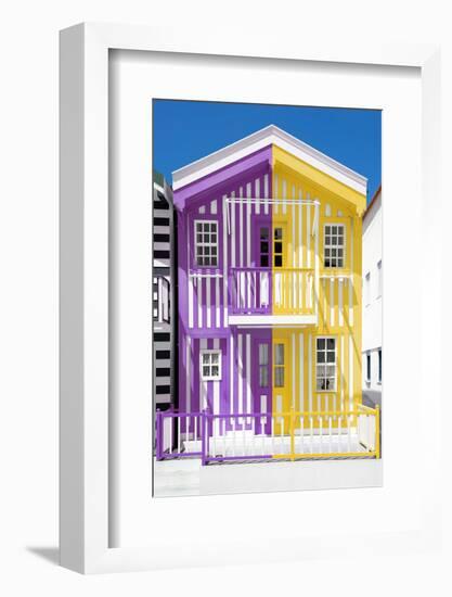 Welcome to Portugal Collection - Colorful Striped House Purple & Yellow-Philippe Hugonnard-Framed Photographic Print