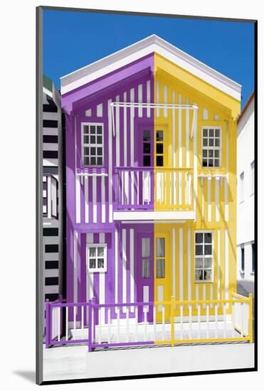 Welcome to Portugal Collection - Colorful Striped House Purple & Yellow-Philippe Hugonnard-Mounted Photographic Print