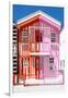 Welcome to Portugal Collection - Colorful Striped House Red & Pink-Philippe Hugonnard-Framed Photographic Print