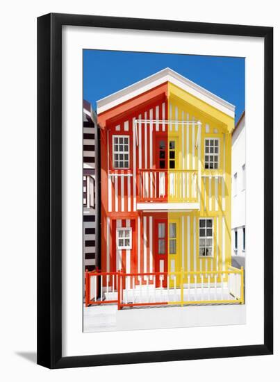 Welcome to Portugal Collection - Colorful Striped House Red & Yellow-Philippe Hugonnard-Framed Premium Photographic Print