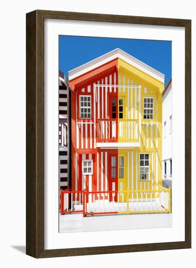 Welcome to Portugal Collection - Colorful Striped House Red & Yellow-Philippe Hugonnard-Framed Photographic Print