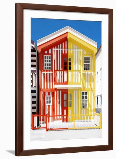 Welcome to Portugal Collection - Colorful Striped House Red & Yellow-Philippe Hugonnard-Framed Photographic Print