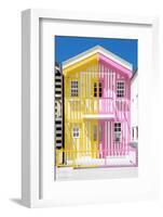 Welcome to Portugal Collection - Colorful Striped House Yellow & Pink-Philippe Hugonnard-Framed Photographic Print