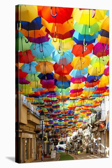 Welcome to Portugal Collection - Colourful Umbrellas V-Philippe Hugonnard-Stretched Canvas