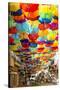 Welcome to Portugal Collection - Colourful Umbrellas V-Philippe Hugonnard-Stretched Canvas