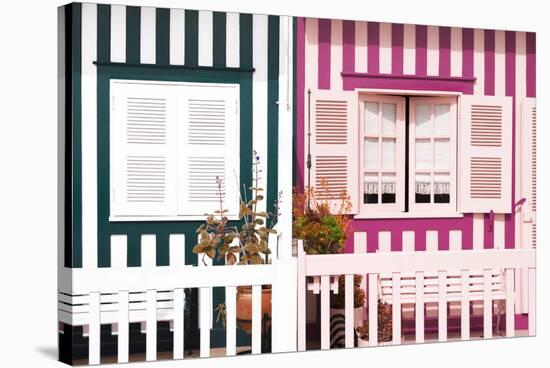 Welcome to Portugal Collection - Facade of beach House with Colourful Stripes IV-Philippe Hugonnard-Stretched Canvas