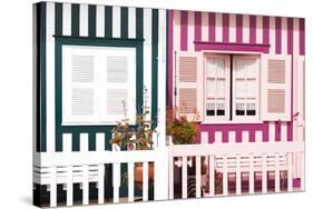 Welcome to Portugal Collection - Facade of beach House with Colourful Stripes IV-Philippe Hugonnard-Stretched Canvas