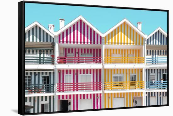 Welcome to Portugal Collection - Four Houses of Striped Colors II-Philippe Hugonnard-Framed Stretched Canvas