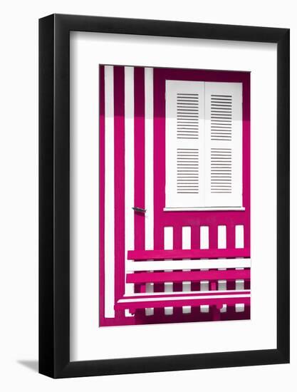 Welcome to Portugal Collection - House facade with Deep Pink and White Stripes-Philippe Hugonnard-Framed Photographic Print