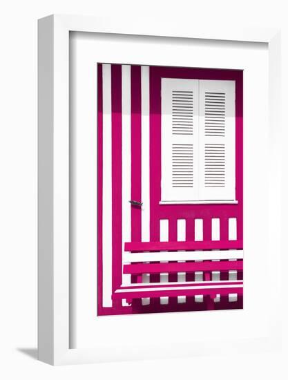 Welcome to Portugal Collection - House facade with Deep Pink and White Stripes-Philippe Hugonnard-Framed Photographic Print