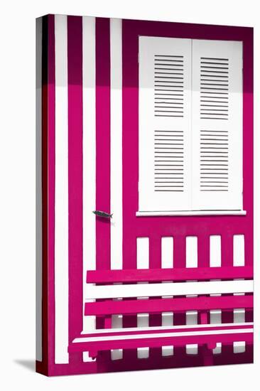 Welcome to Portugal Collection - House facade with Deep Pink and White Stripes-Philippe Hugonnard-Stretched Canvas