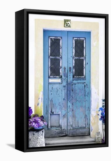 Welcome to Portugal Collection - Old Light Blue Front Door-Philippe Hugonnard-Framed Stretched Canvas
