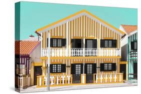 Welcome to Portugal Collection - Orange Striped House-Philippe Hugonnard-Stretched Canvas