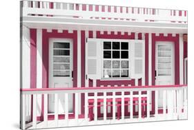 Welcome to Portugal Collection - Pink and White Striped House Facade-Philippe Hugonnard-Stretched Canvas