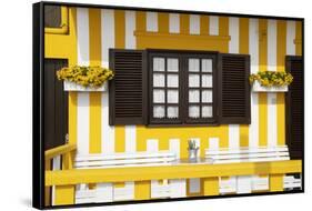 Welcome to Portugal Collection - Pretty Yellow Striped House Facade-Philippe Hugonnard-Framed Stretched Canvas