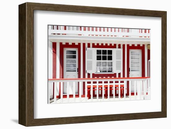 Welcome to Portugal Collection - Red and White Striped House Facade-Philippe Hugonnard-Framed Photographic Print