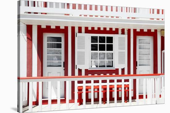 Welcome to Portugal Collection - Red and White Striped House Facade-Philippe Hugonnard-Stretched Canvas