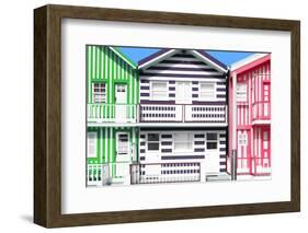 Welcome to Portugal Collection - Three Houses with Colorful Stripes III-Philippe Hugonnard-Framed Photographic Print