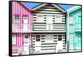 Welcome to Portugal Collection - Three Houses with Colorful Stripes IV-Philippe Hugonnard-Framed Stretched Canvas