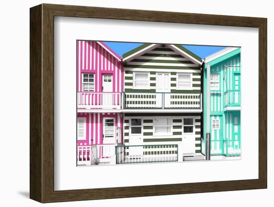 Welcome to Portugal Collection - Three Houses with Colorful Stripes IV-Philippe Hugonnard-Framed Photographic Print