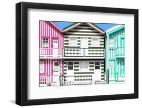 Welcome to Portugal Collection - Three Houses with Colorful Stripes IV-Philippe Hugonnard-Framed Photographic Print