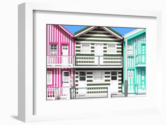 Welcome to Portugal Collection - Three Houses with Colorful Stripes IV-Philippe Hugonnard-Framed Photographic Print