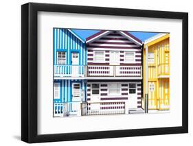 Welcome to Portugal Collection - Three Houses with Colorful Stripes V-Philippe Hugonnard-Framed Photographic Print