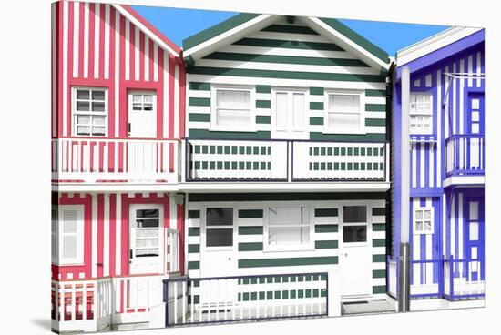 Welcome to Portugal Collection - Three Houses with Colorful Stripes VI-Philippe Hugonnard-Stretched Canvas